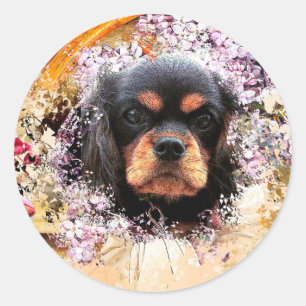 Cavalier Kung Charles Spaniel Runt Klistermärke