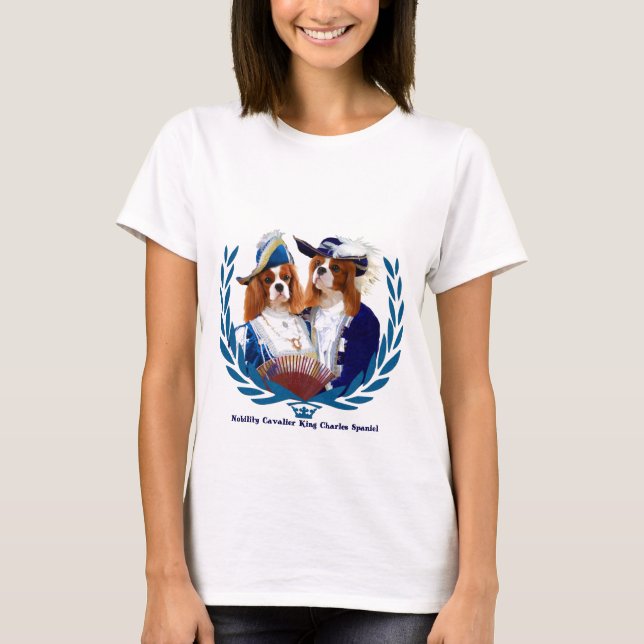 Cavalier Kung Charles Spaniel T-Shirt Nobility Ble (Framsida)