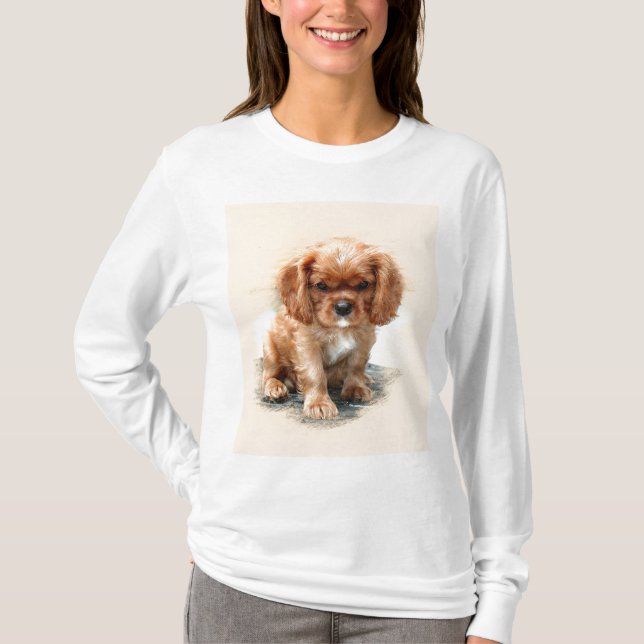 Cavalier Kung Charles Spaniel Tee Shirt (Framsida)