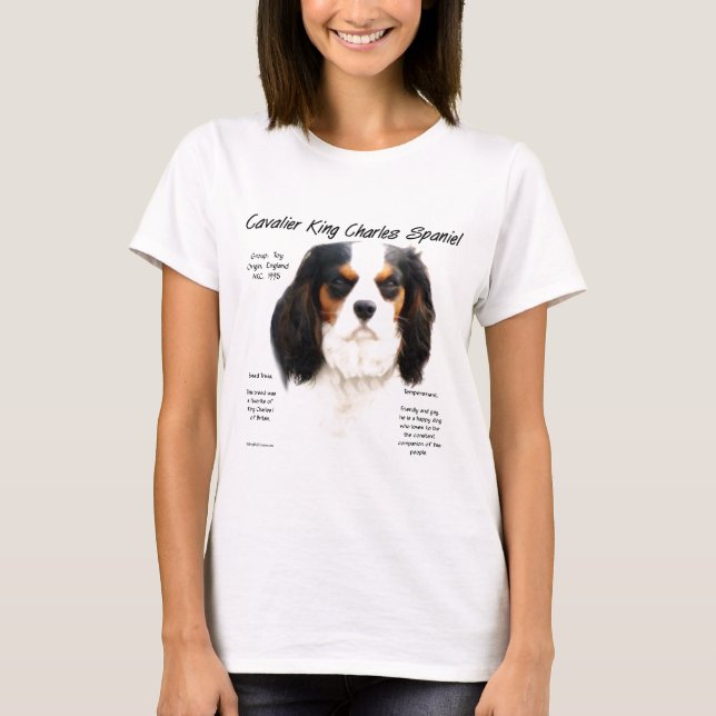 Cavalier Kung Charles Spaniel (tricolor History) T Shirt (Framsida)