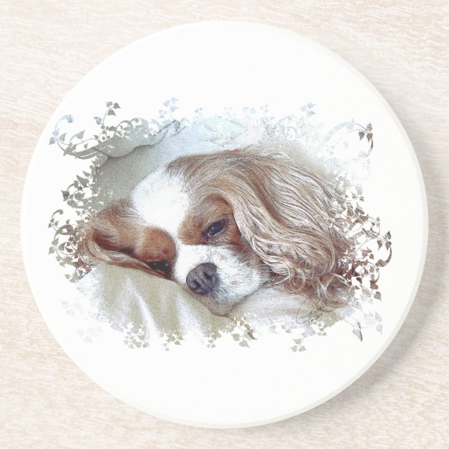 Cavalier Kung Charles Spaniel Underlägg Sandsten (Framsidan)