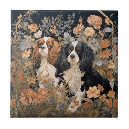 Cavalier Kung Charles Spaniels Tapestry Stil Kakelplatta