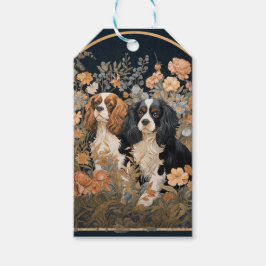 Cavalier Kung Charles Spaniels Tapestry Stil Presentetikett