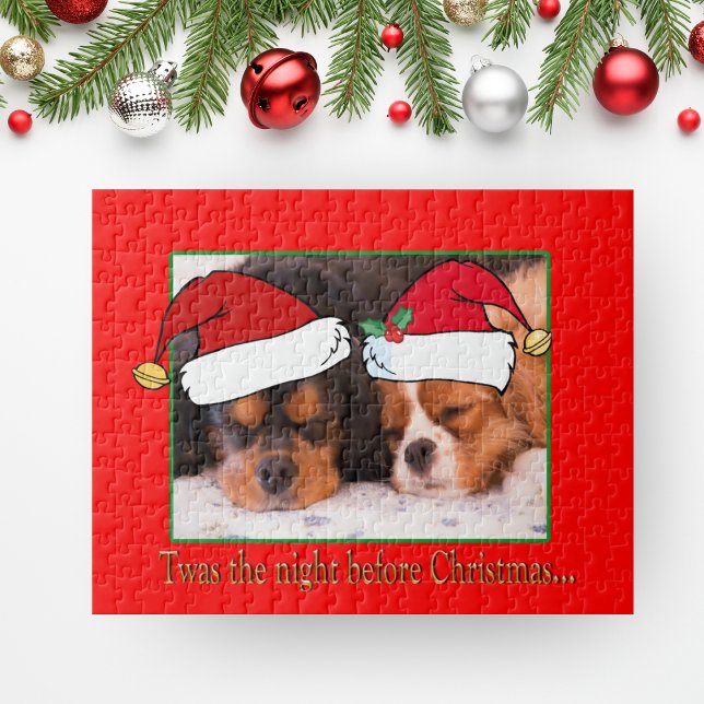 Cavalier Kung Charles Spaniels Wearing Santa's Hat Pussel (Skapare uppladdad)
