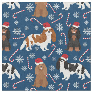 Cavalier Kung Charles Spaniens candy cane flotta Tyg