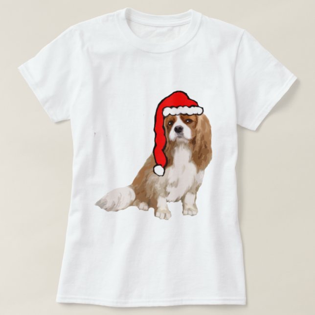 Cavalier Kung Charles Spaniens jul Tee Shirt (Design framsida)