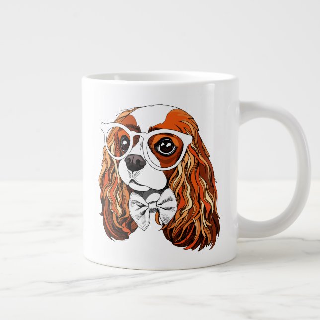 Cavalier Kung Charles Spaniens Porträtt Jumbo Mugg (Höger)