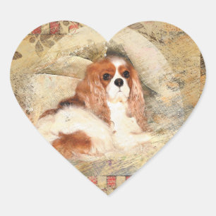 Cavalier Kung Charles spanjor Hjärtformat Klistermärke