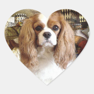 Cavalier Kung Charles spanjor Hjärtformat Klistermärke