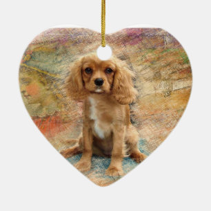 Cavalier Kung Charles spanjor Julgransprydnad Keramik