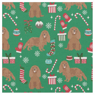 Cavalier Kung Charles spanjor ruby christmas Tyg
