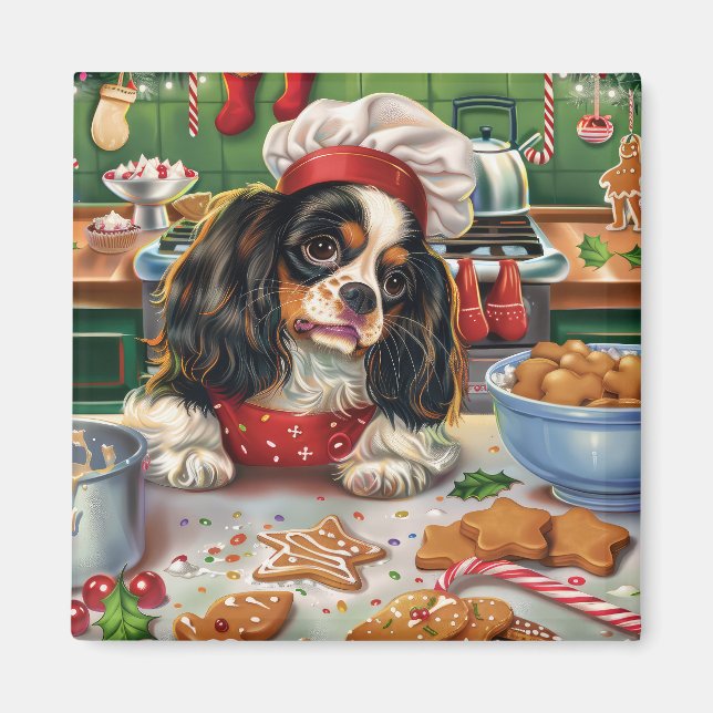 Cavalier Kung Charles Spanska Baking jul Magnet (Framsidan)