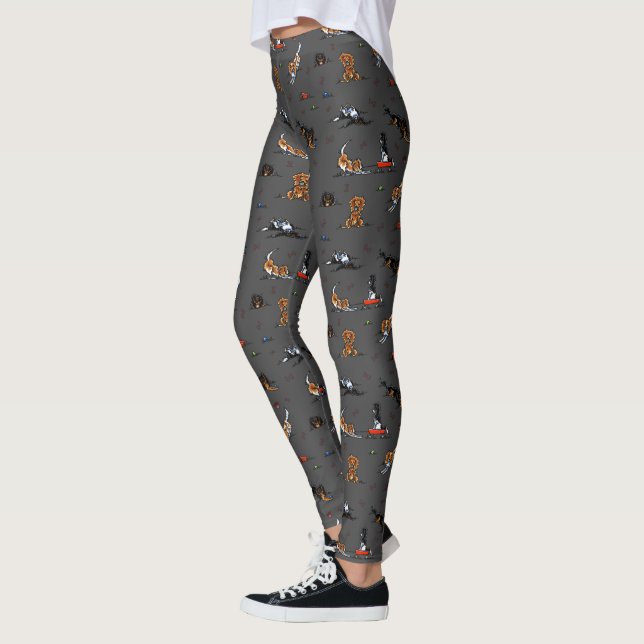 Cavalier Kung Charles Spanska CKCS Doodles Leggings (Vänster)