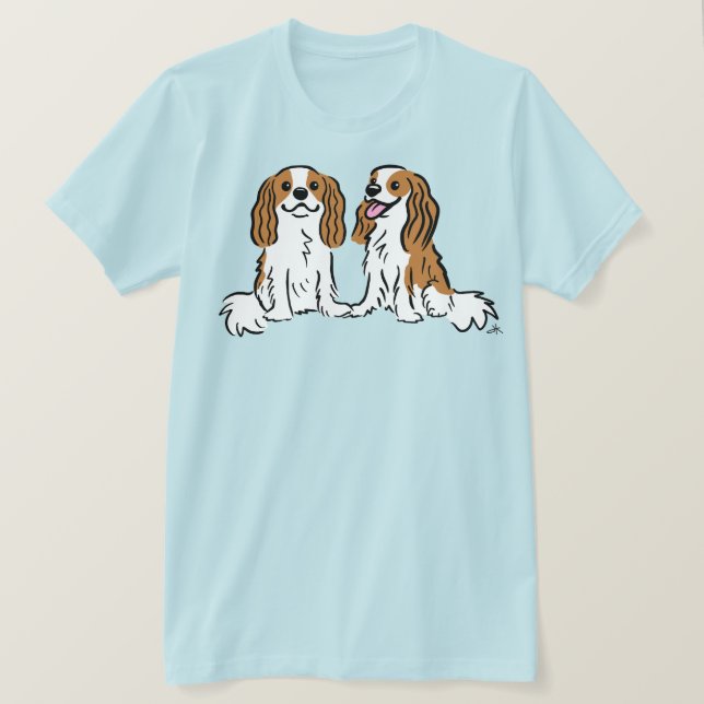 Cavalier Kung Charles Spanska Cute Hundar T Shirt (Design framsida)