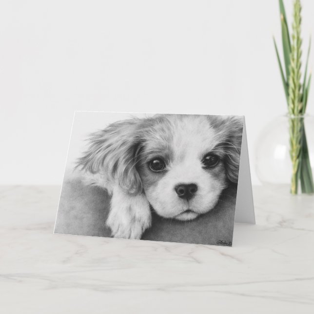 Cavalier Kung Charles Spanska Hund Greeting Card Kort (Framsida)
