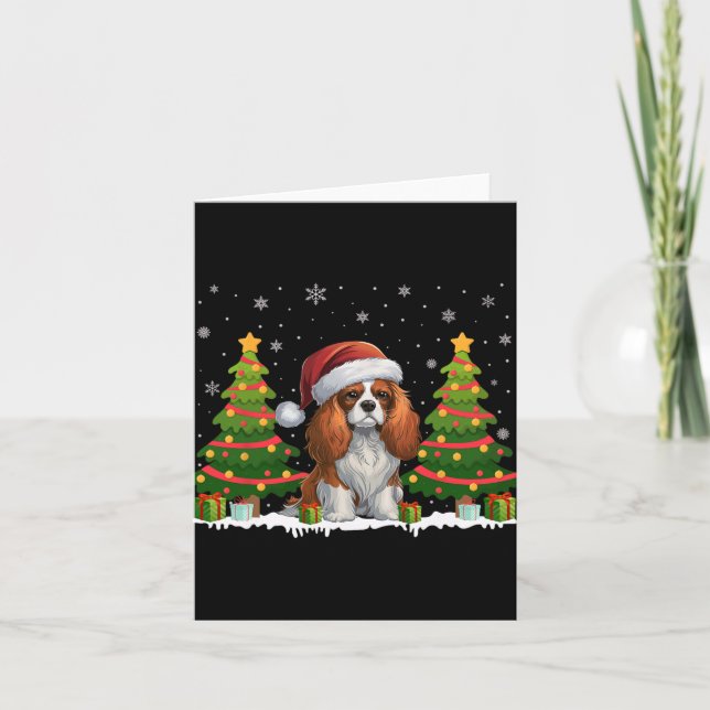 Cavalier Kung Charles Spanska Hund Santa jul Kort (Framsida)
