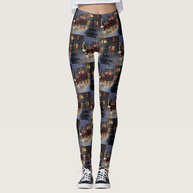 Cavalier Kung Charles Spanska julfesten Leggings (Framsida)