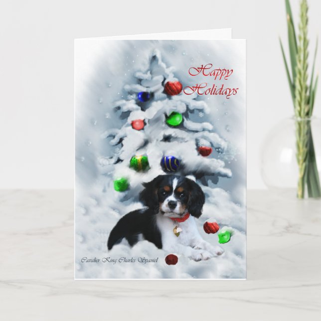 Cavalier Kung Charles Spanska julklappar Helgkort (Framsida)