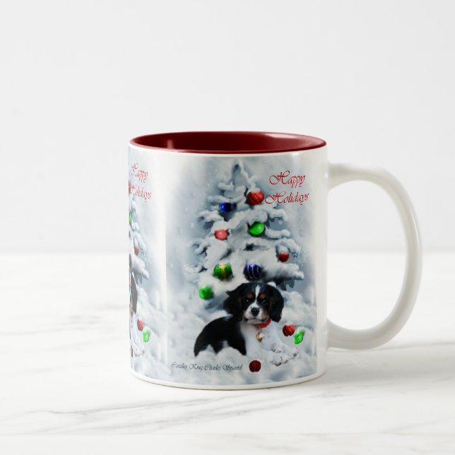 Cavalier Kung Charles Spanska julklappar Två-Tonad Mugg (Höger)