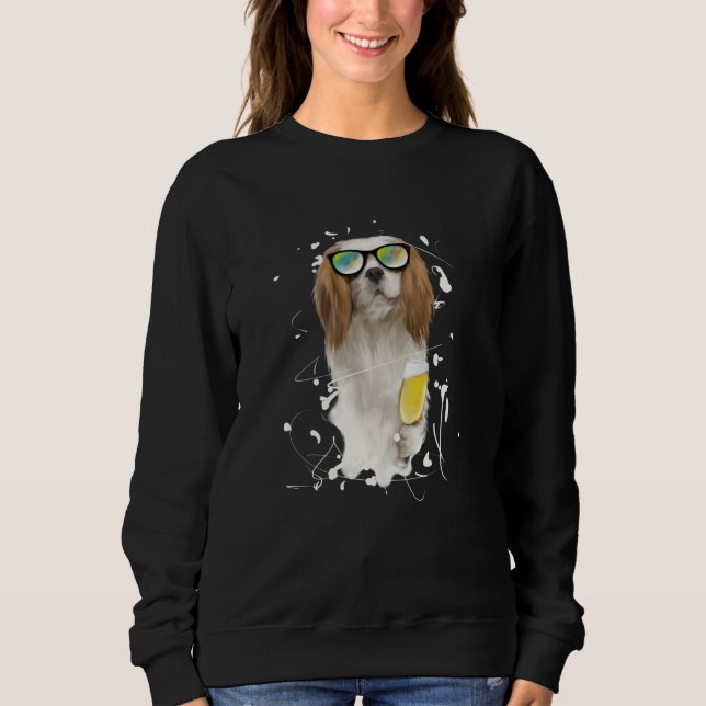 Cavalier Kung Charles Spanska Rolig hund T Shirt (Framsida)