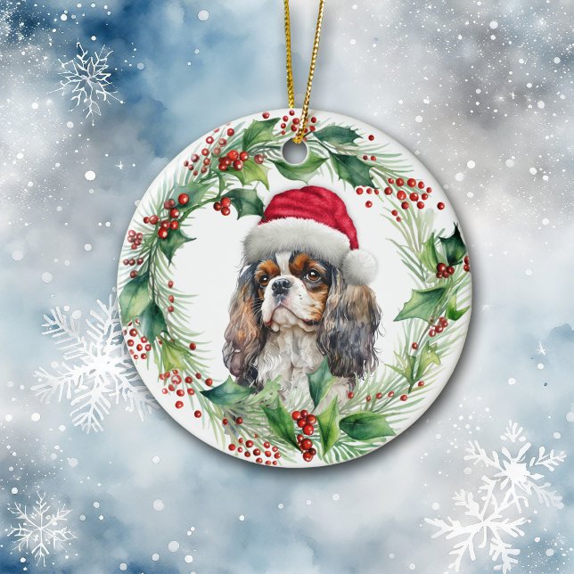 Cavalier Kung Charles Spanska Santa Wandan Julgransprydnad Keramik (Skapare uppladdad)