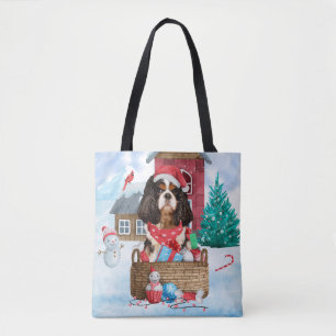 Cavalier Kung Hund i julhuset snö i Hund Tygkasse