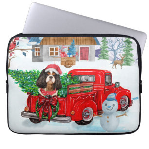 Cavalier Kung Hund i julleveransen Lastbil Snö Laptop Fodral