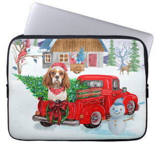 Cavalier Kung Hund i julleveransen Lastbil Snö Laptop Fodral
