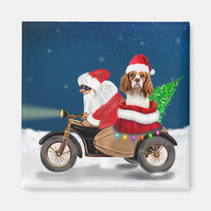 Cavalier Kung Hund jul Jultomten Magnet