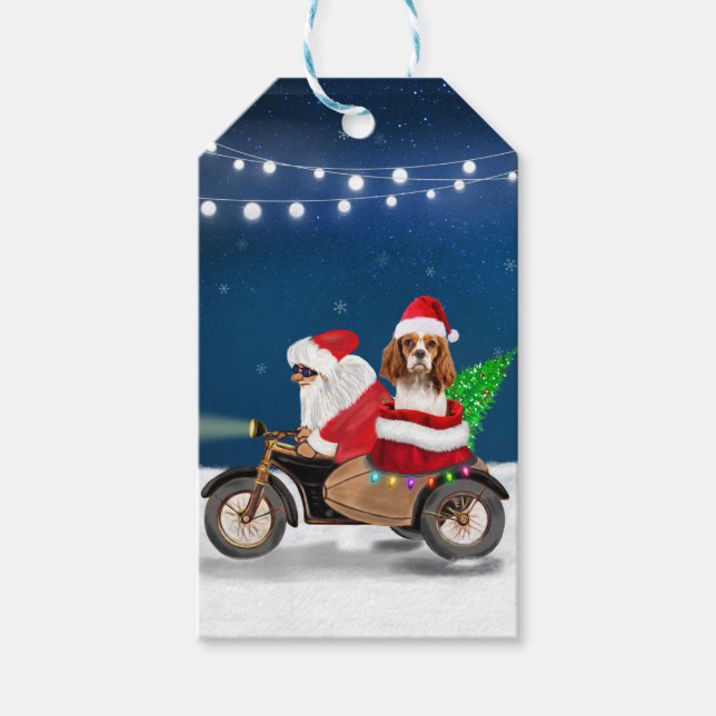 Cavalier Kung Hund jul Jultomten Presentetikett (Framsidan)