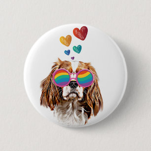 Cavalier Kung Hund med hjärtans Alla hjärtans dag Knapp