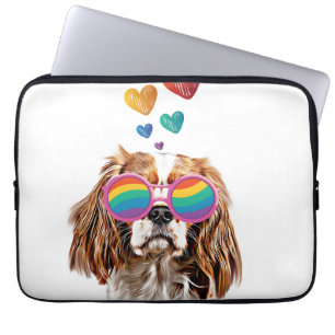 Cavalier Kung Hund med hjärtans Alla hjärtans dag Laptop Fodral