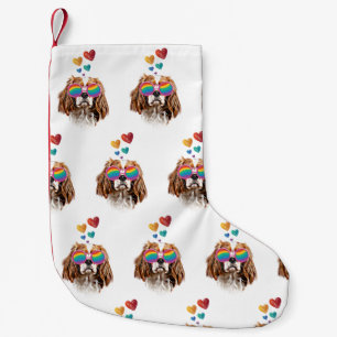 Cavalier Kung Hund med hjärtans Alla hjärtans dag Liten Julstrumpa