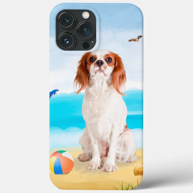 Cavalier Kung Hund på Beach (Baksida)