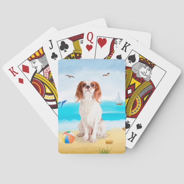Cavalier Kung Hund på Beach Casinokort (Baksidan)