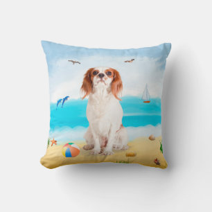 Cavalier Kung Hund på Beach Kudde