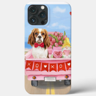Cavalier Kung Hund Valentine Day Lastbil Hearts