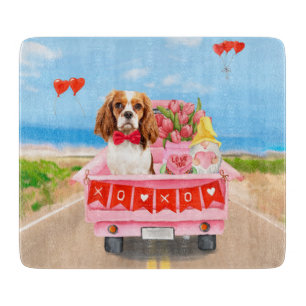 Cavalier Kung Hund Valentine Day Lastbil Hearts