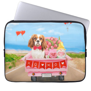 Cavalier Kung Hund Valentine Day Lastbil Hearts Laptop Fodral