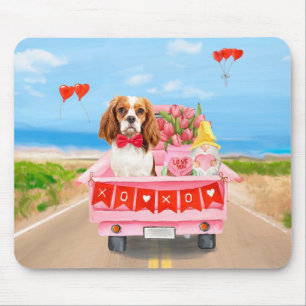 Cavalier Kung Hund Valentine Day Lastbil Hearts Musmatta