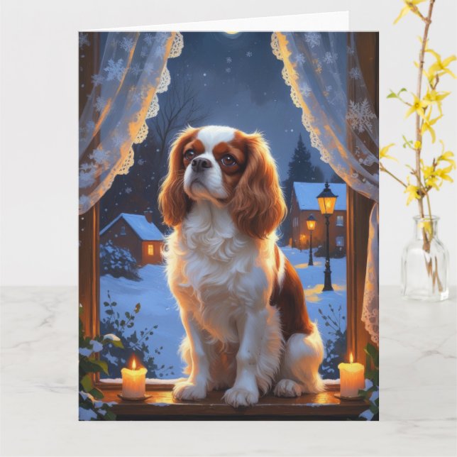 Cavalier Kung med Ljus Helgdag jul Kort (Gul blomma)