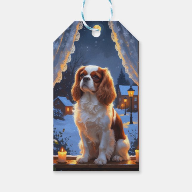 Cavalier Kung med Ljus Helgdag jul Presentetikett (Framsidan)