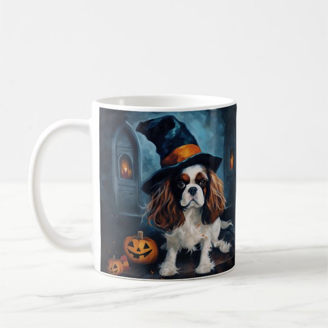 Cavalier Kung Pumpkins Halloween Scary Kaffemugg (Vänster)