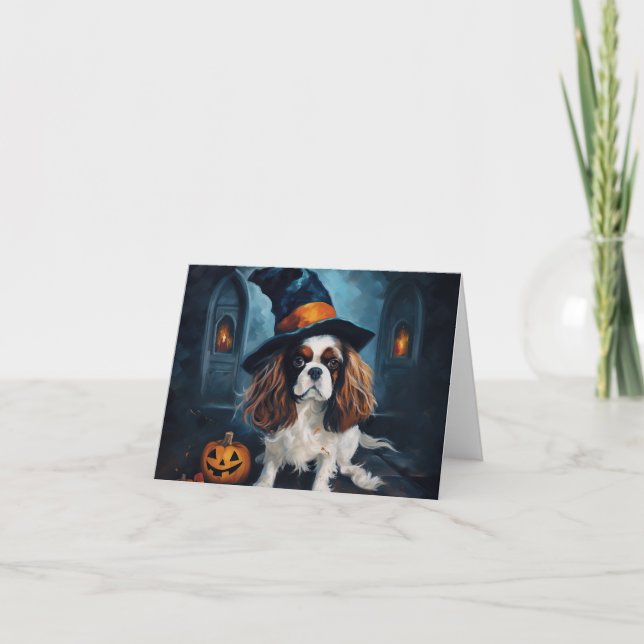 Cavalier Kung Pumpkins Halloween Scary Kort (Framsida)