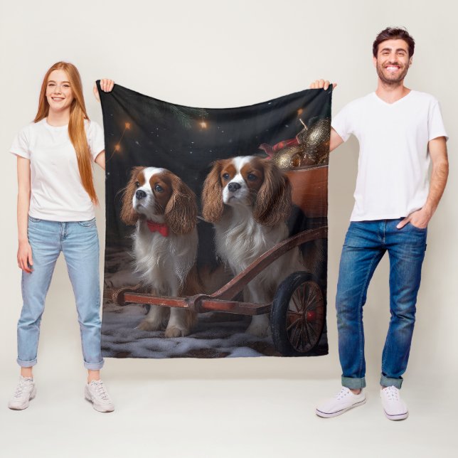 Cavalier Kung Snöig Släd Jul Dekoration Fleecefilt (På plats)