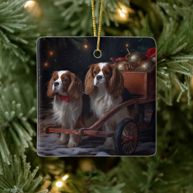 Cavalier Kung Snowy Sleigh-juldekretet Julgransprydnad Keramik (Träd)
