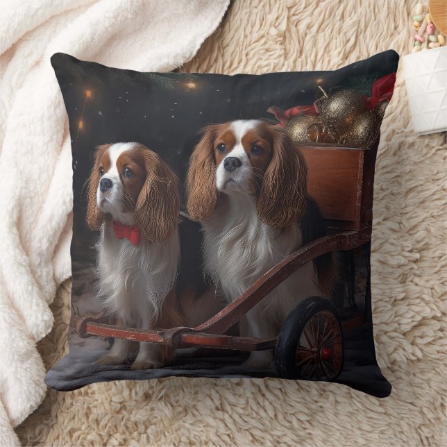Cavalier Kung Snowy Sleigh-juldekretet Kudde (Filt)