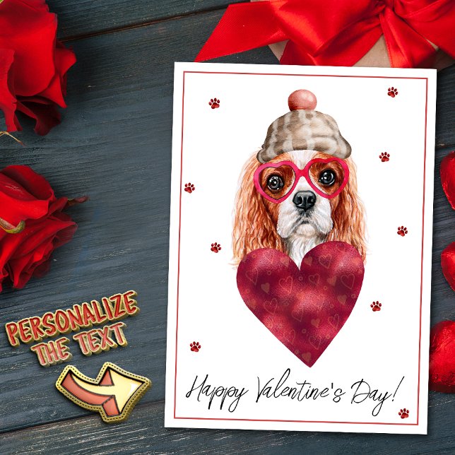 Cavalier Kung Spanska Hund älskare Valentine Gift Julkort (Skapare uppladdad)