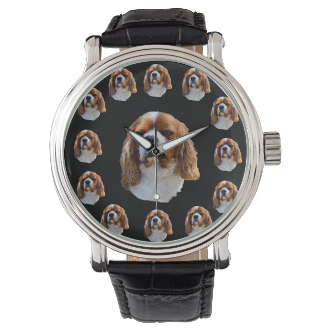 Cavalier Spain Hund Ansikte Mönster Armbandsur (Framsida)