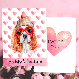 Cavalier Spain I Woof You Hund Valentine Day Julkort